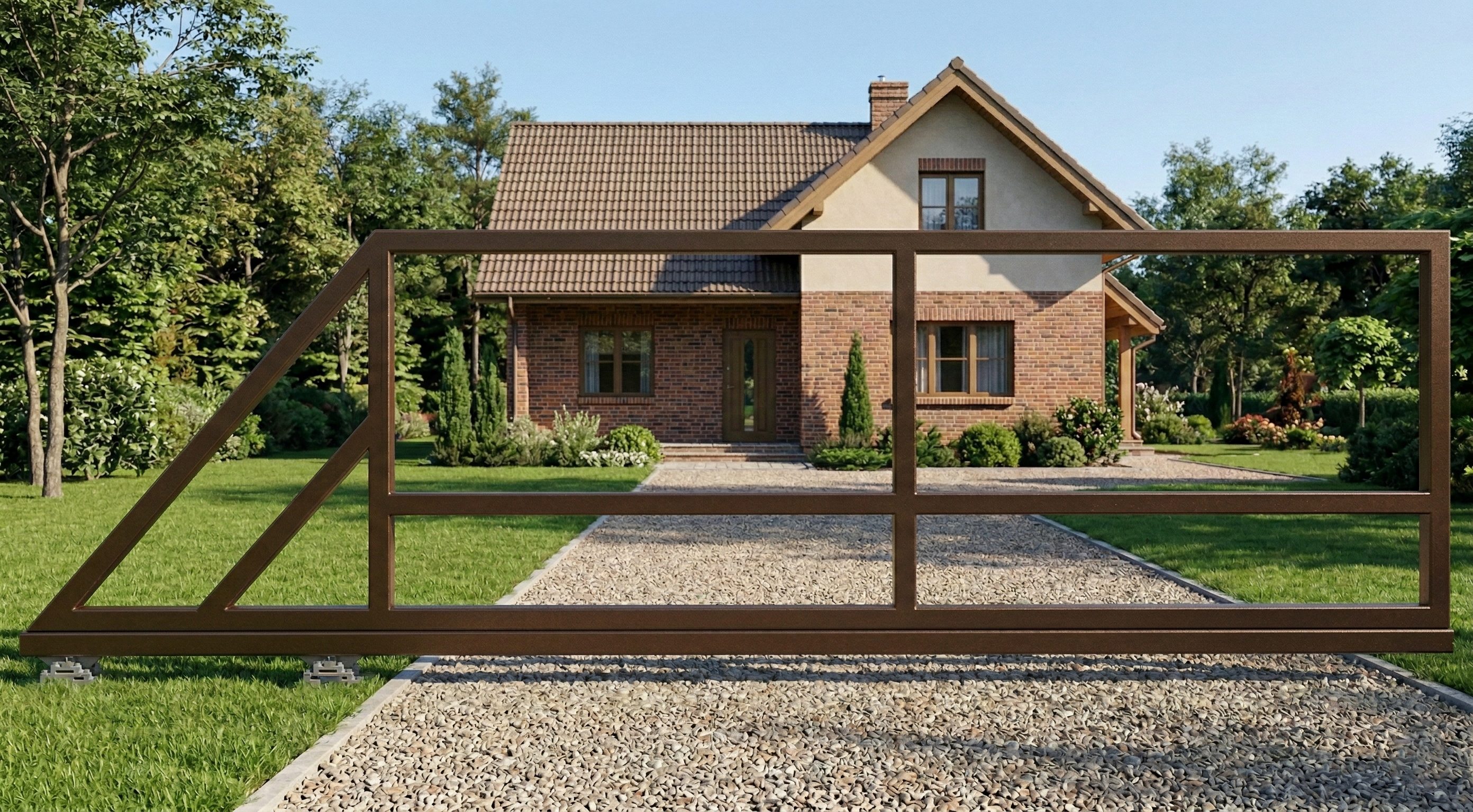 Stumdomi vartai 4 m pravažiavimui, skirti segmento užpildui. Kairė pusė