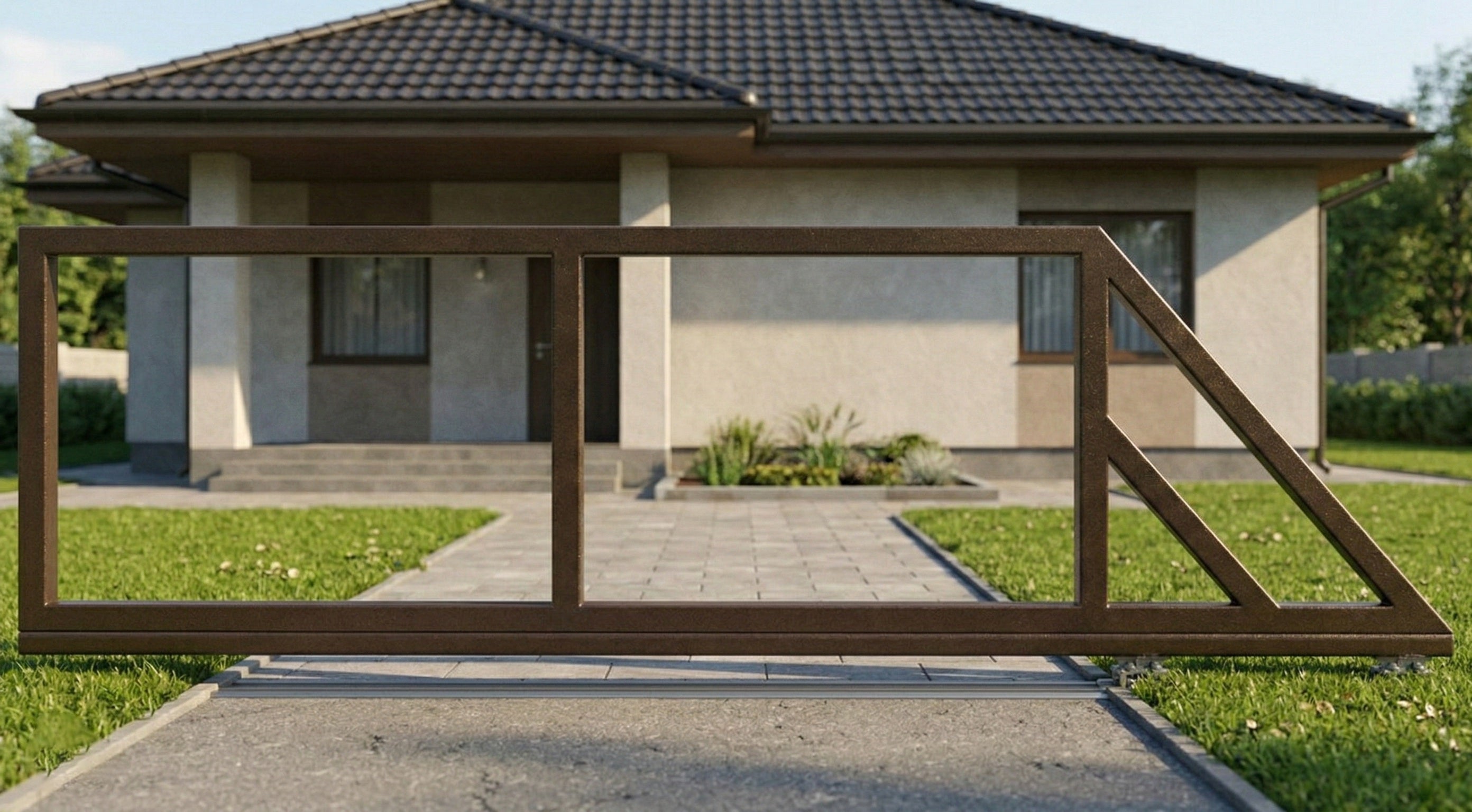 Stumdomi vartai 4 m pravažiavimui, skirti rombo užpildui. Dešinė pusė