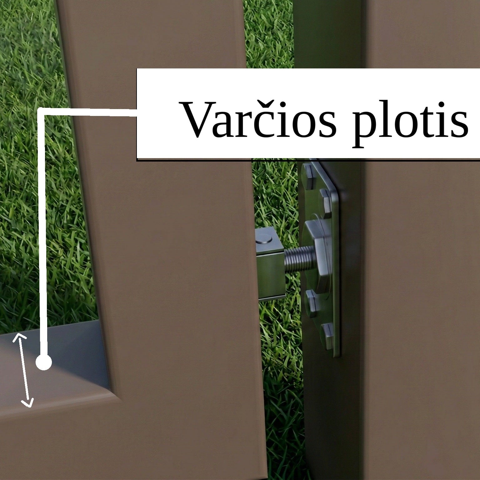 Atveriami kiemo vartai 4 m pravažiavimui, skirti  rombo tipo užpildui. Be spynos