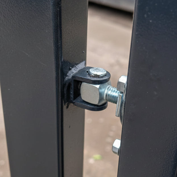 Dažyti metaliniai kiemo varteliai su stulpais, vyriais ir spyna 1200×1700 mm